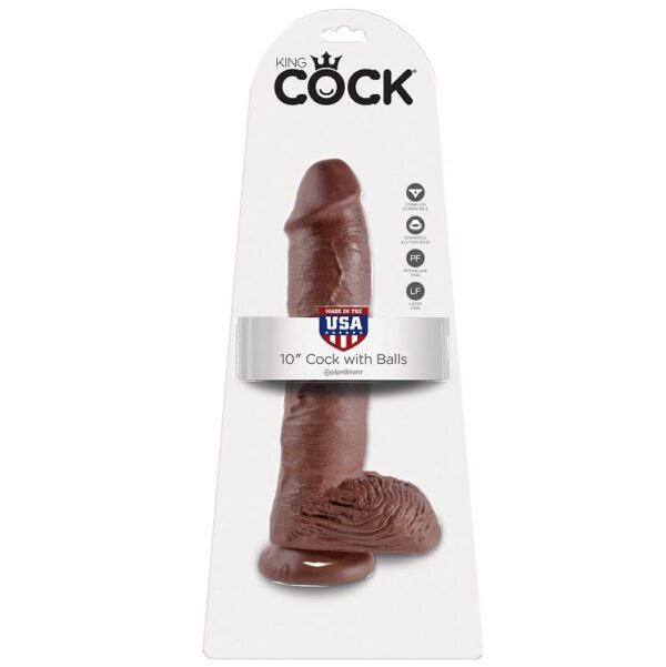 KING COCK 10" COCK BROWN WITH BALLS 25.4 CM - Image 2