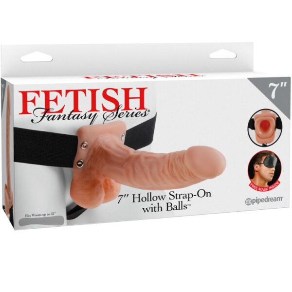 FETISH FANTASY SERIES 7" HOLLOW STRAP-ON WITH BALLS 17.8CM FLESH - Image 2