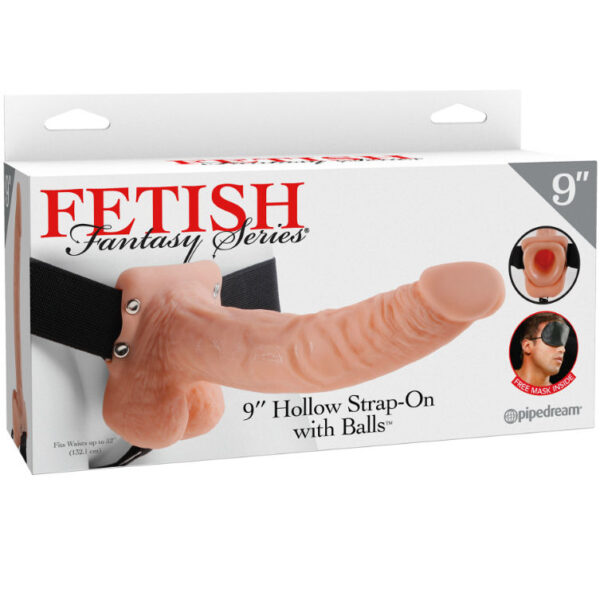 FETISH FANTASY SERIES 9" HOLLOW STRAP-ON WITH BALLS 22.9CM FLESH - Image 4