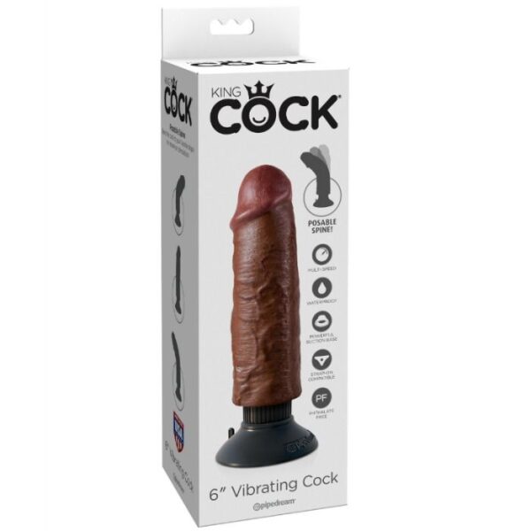 KING COCK - VIBRATING COCK BROWN 15.24 CM - Image 2