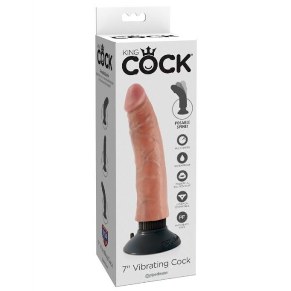 KING COCK 17.78 CM VIBRATING COCK FLESH - Image 2