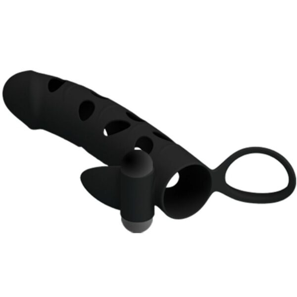 PRETTY LOVE VIBRATING SILICONE PENIS SLEEVE WITH BALL STRAPS 15.2 CM - Image 3
