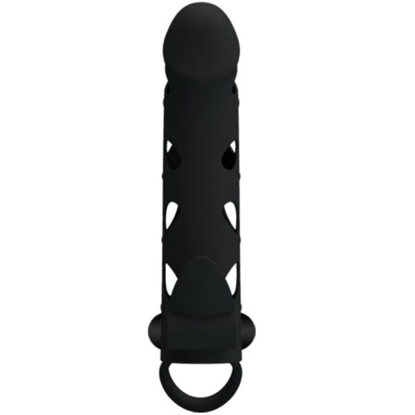 PRETTY LOVE VIBRATING SILICONE PENIS SLEEVE WITH BALL STRAPS 15.2 CM - Image 4