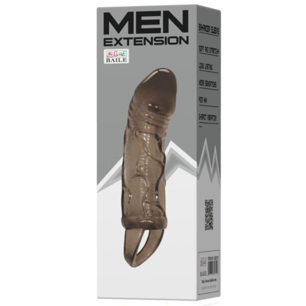 BAILE SILICONE PENIS SLEEVE WITH BALL STRAPS BLACK 13.5 CM - Image 2