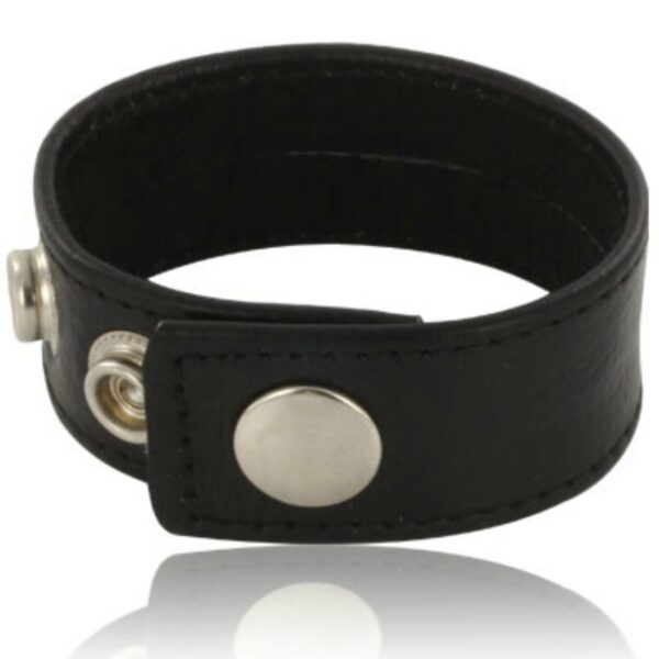 LEATHER BODY COCK AND BALL STRAP WITH SNAPS - BLACK
