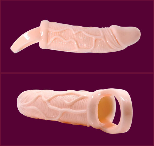 MEN EXTENSION VIBRATING COVER FOR PENIS WITH STRAP FLESH 13.5 CM - Image 3