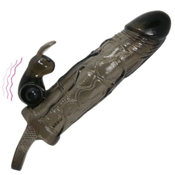 BRAVE MAN PENIS COVER WITH RABBIT BLACK 16.5 CM