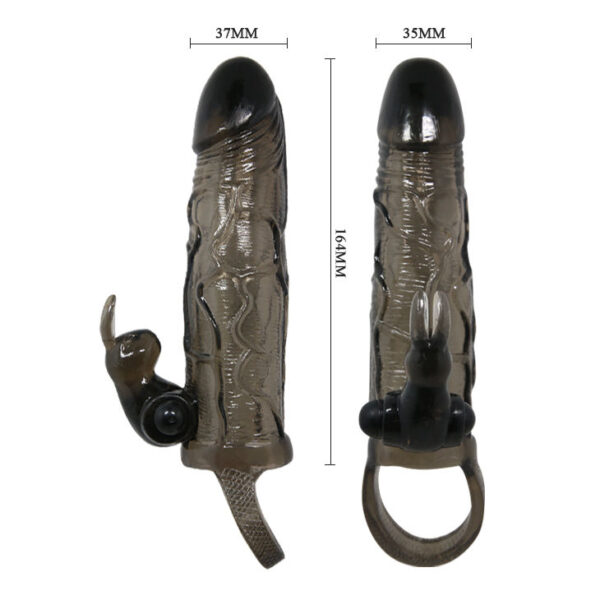 BRAVE MAN PENIS COVER WITH RABBIT BLACK 16.5 CM - Image 5