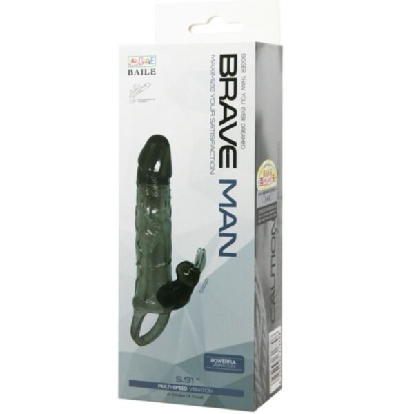 BRAVE MAN PENIS COVER WITH RABBIT BLACK 16.5 CM - Image 9