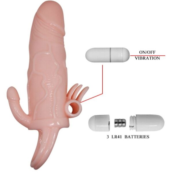 BRAVE MAN PENIS COVER WITH CLIT AND ANAL STIMULATION FLESH 16.5 CM - Image 8