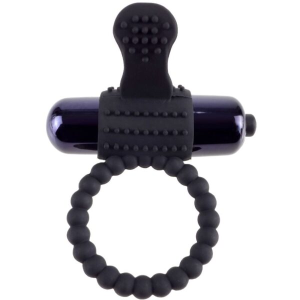 FANTASY C-RING BLACK SILICONE VIBRATING RING - Image 2
