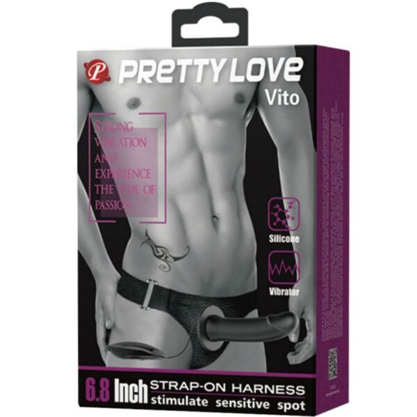 PRETTY LOVE MALE - VITO STRAP ON HOLLOW DILDO AND VIBRATION 17.3 CM - Image 7