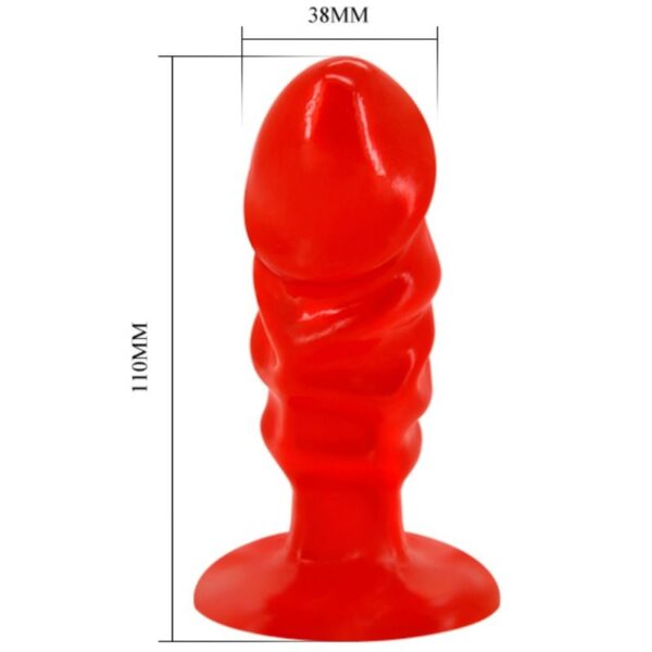 BAILE UNISEX ANAL PLUG WITH SUCTION CUP RED - Image 3