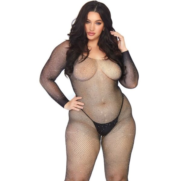 LEG AVENUE CRYSTALIZED NET BODY STOCKING 1X-2X - Image 3