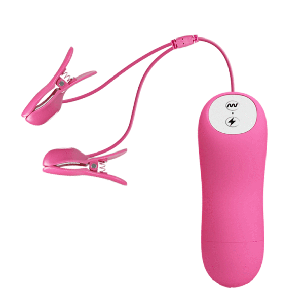 ROMANTIC WAVE VIBRATING AND ELETRIC SHOCK NIPPLE CLAMPS FUCHSIA - Image 2