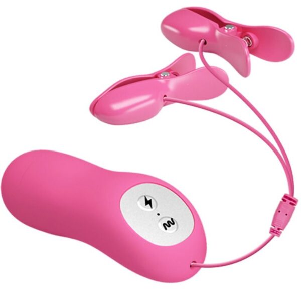 ROMANTIC WAVE VIBRATING AND ELETRIC SHOCK NIPPLE CLAMPS FUCHSIA - Image 5