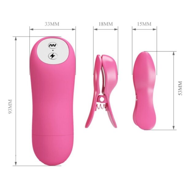 ROMANTIC WAVE VIBRATING AND ELETRIC SHOCK NIPPLE CLAMPS FUCHSIA - Image 6