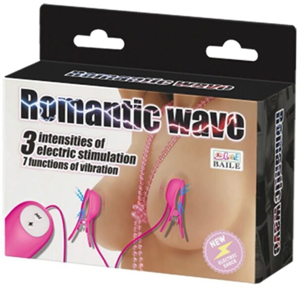 ROMANTIC WAVE VIBRATING AND ELETRIC SHOCK NIPPLE CLAMPS FUCHSIA - Image 9