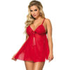 SUBBLIME BABYDOLL WITH BOW AND FLORAL LACES RED