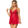 SUBBLIME BABYDOLL WITH BOW AND FLORAL LACES RED - Image 3