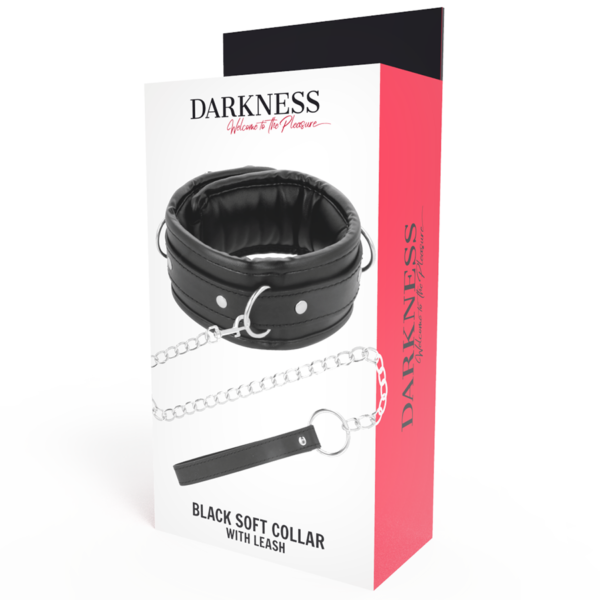 DARKNESS BLACK SOFT COLLAR WITH LEASH LEATHER - Image 5