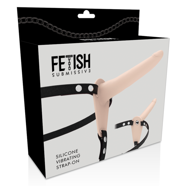 FETISH SUBMISSIVE SILICONE STRAP-ON VIBRATOR FLESH 15CM - Image 4