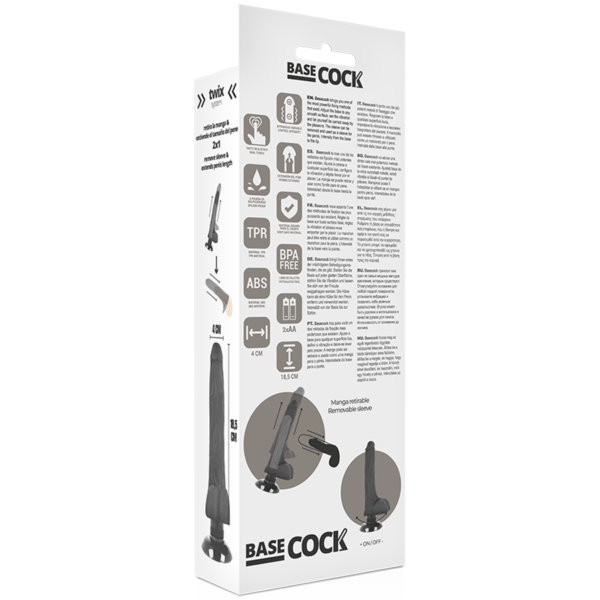 BASECOCK REALISTIC VIBRATOR 2-1 BLACK 18.5CM - Image 5
