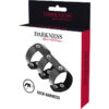 DARKNESS ADJUSTABLE LEATHER DOUBLE PENIS AND TESTICLES RING - Image 5