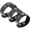 DARKNESS ADJUSTABLE LEATHER DOUBLE PENIS AND TESTICLES RING - Image 3