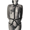 COQUETTE CHIC DESIRE ELASTIC HARNESS SET AND NIPPLE COVERS BLACK