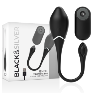 BLACK & SILVER JENELL RECHARGEABLE VIBRATING EGG