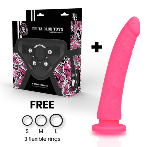 DELTA CLUB TOYS HARNESS + DONG PINK SILICONE 20 X 4 CM - Image 2